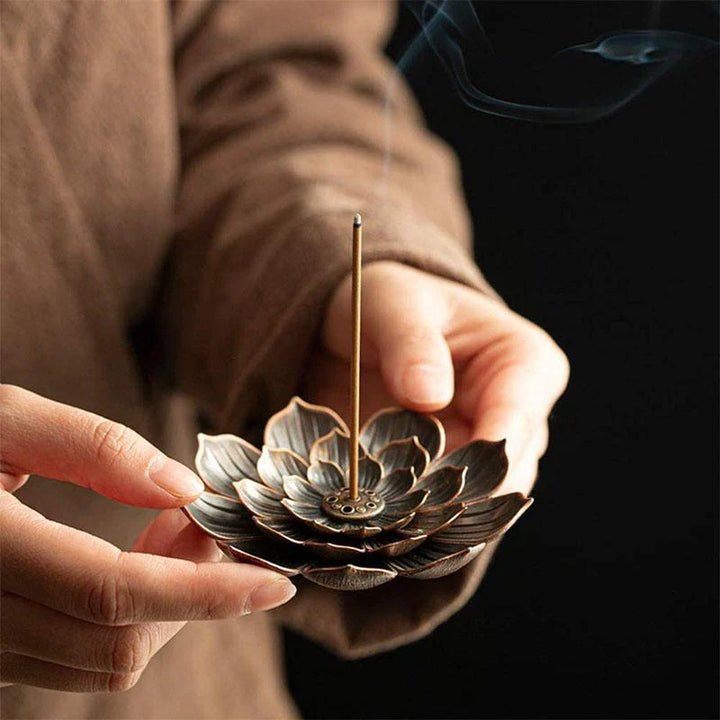 Bronze Lotus Incense Burner - For Inner Peace