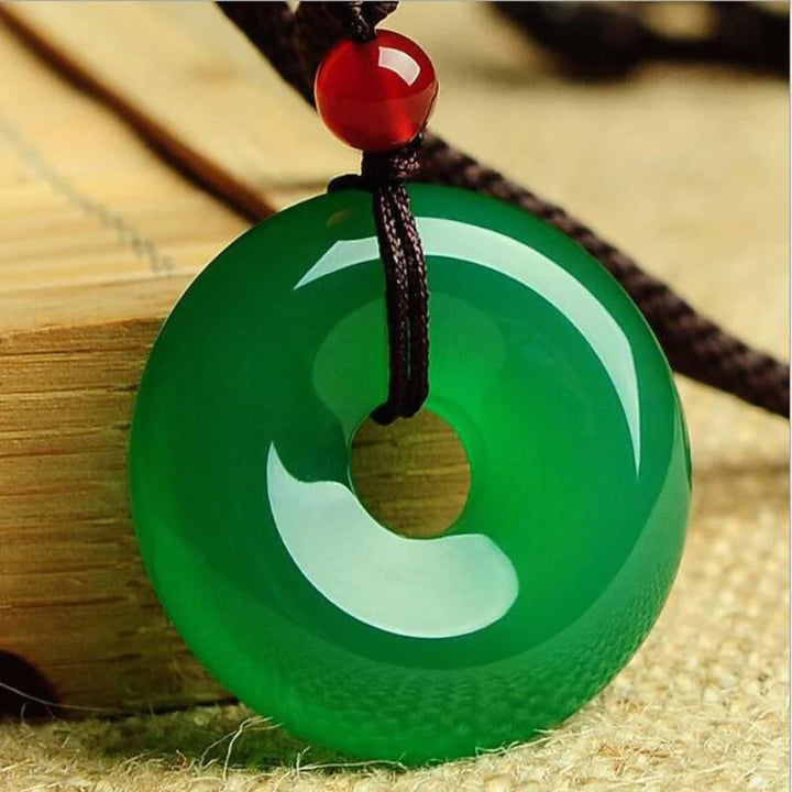 Green Jade Disk Necklace - Attract Positivity & Harmony