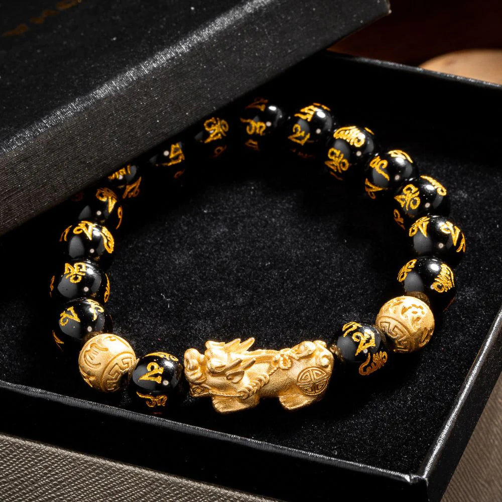 Feng Shui Pixiu Black Obsidian Wealth Bracelet - Attract Wealth