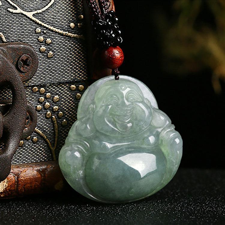 Jade Laughing Buddha Necklace - Promote Happiness & Good Luck