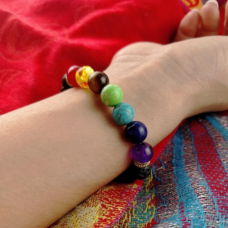 7 Chakra Lava Stone Bracelet - Essential Oil Diffuser