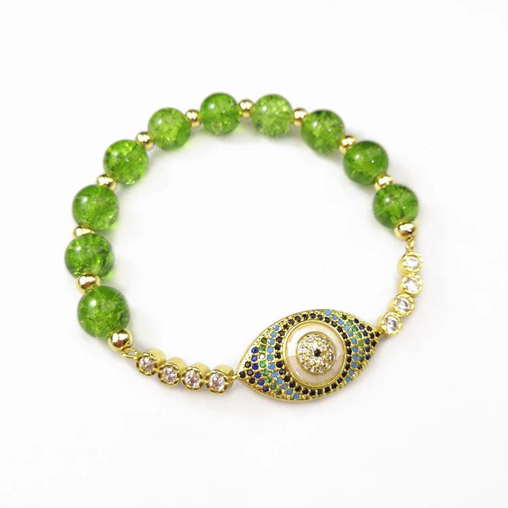 Natural Peridot Evil Eye Bracelet