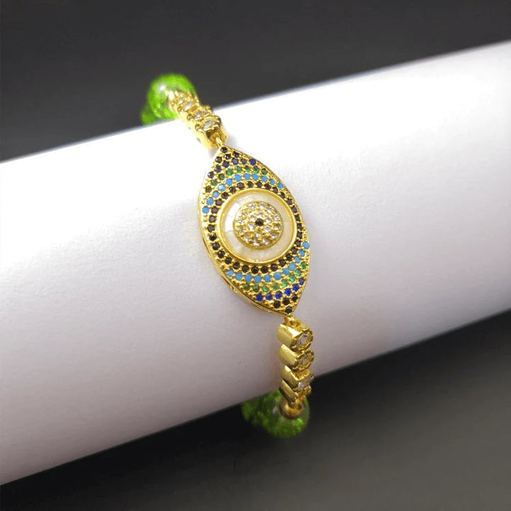 Natural Peridot Evil Eye Bracelet