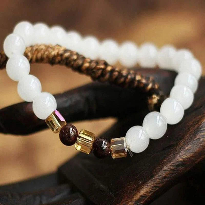 Natural White Chalcedony Positivity Bracelet - Positivity & Harmony