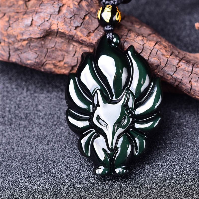 Nine-Tailed Fox Rainbow Obsidian Necklace - Love & Fidelity