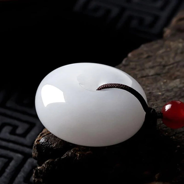 White Jade Disk Necklace - For Purity & Good Things