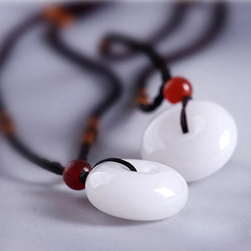 White Jade Disk Necklace - For Purity & Good Things